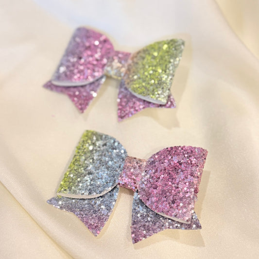 Pink & Silver Shimmer Bow Hairclip