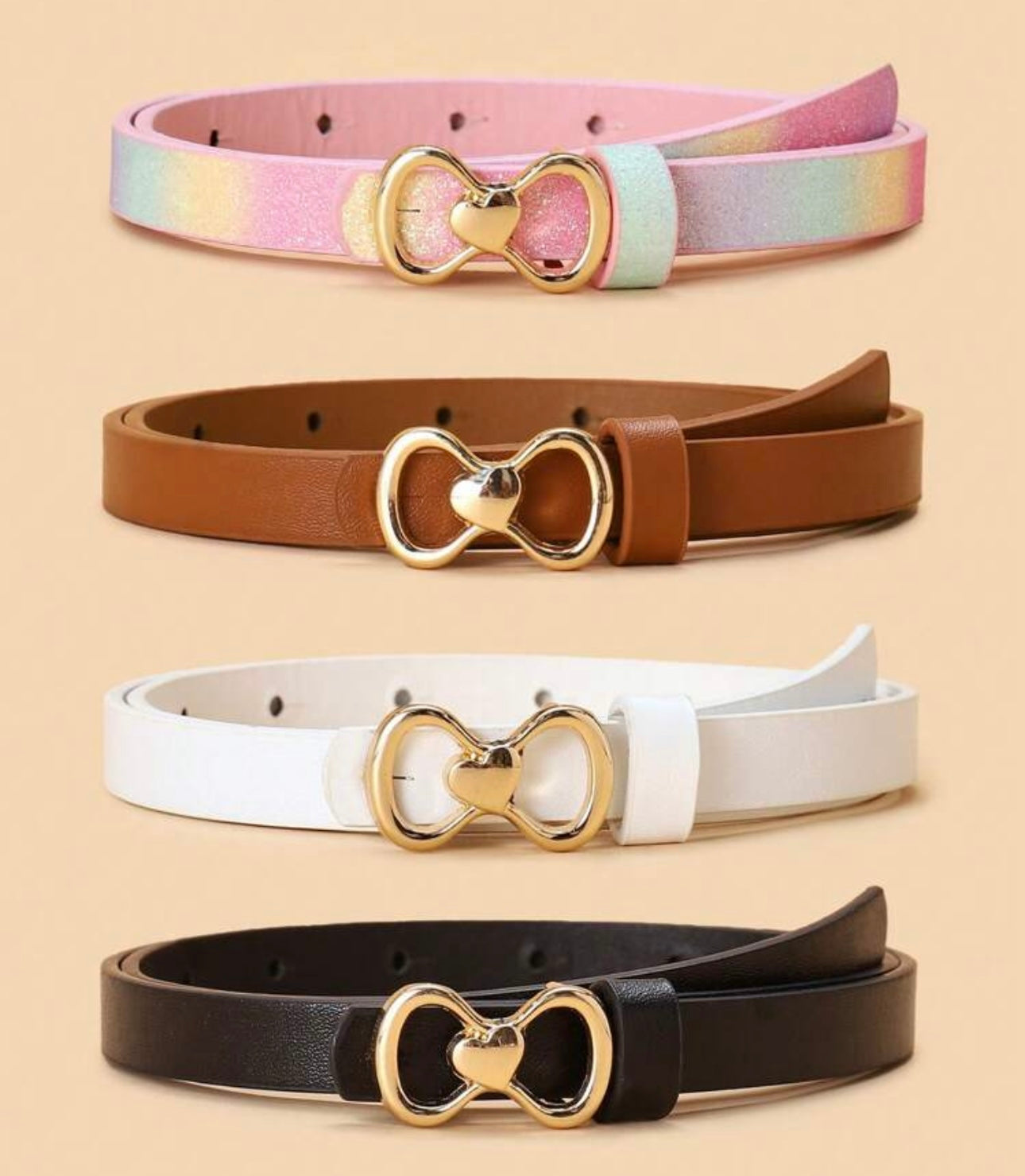 Love Heart Buckle Girls Belt