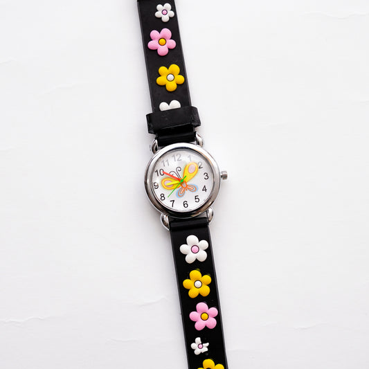 Girls Floral black Watch