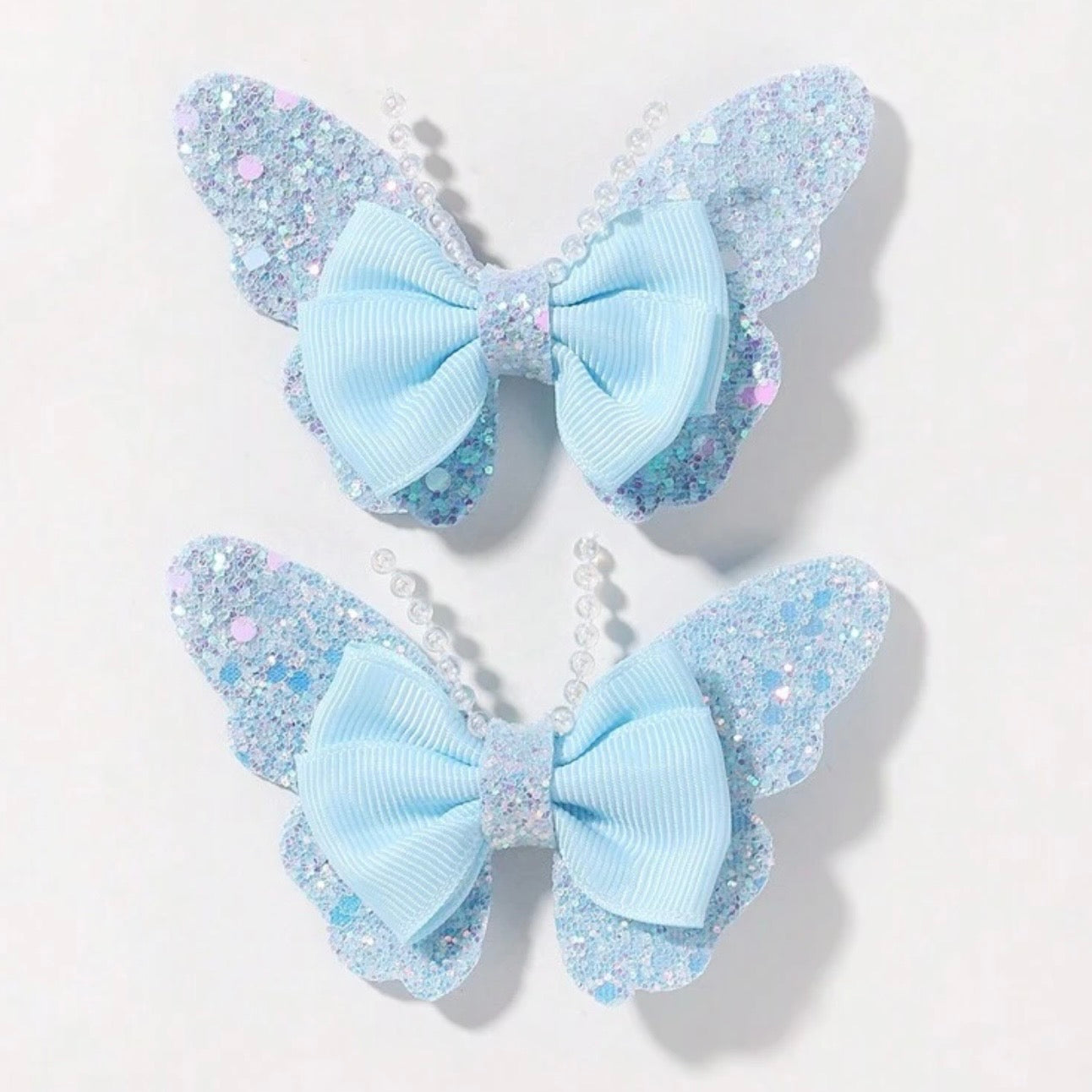 Peach shimmery Butterfly Hairclips