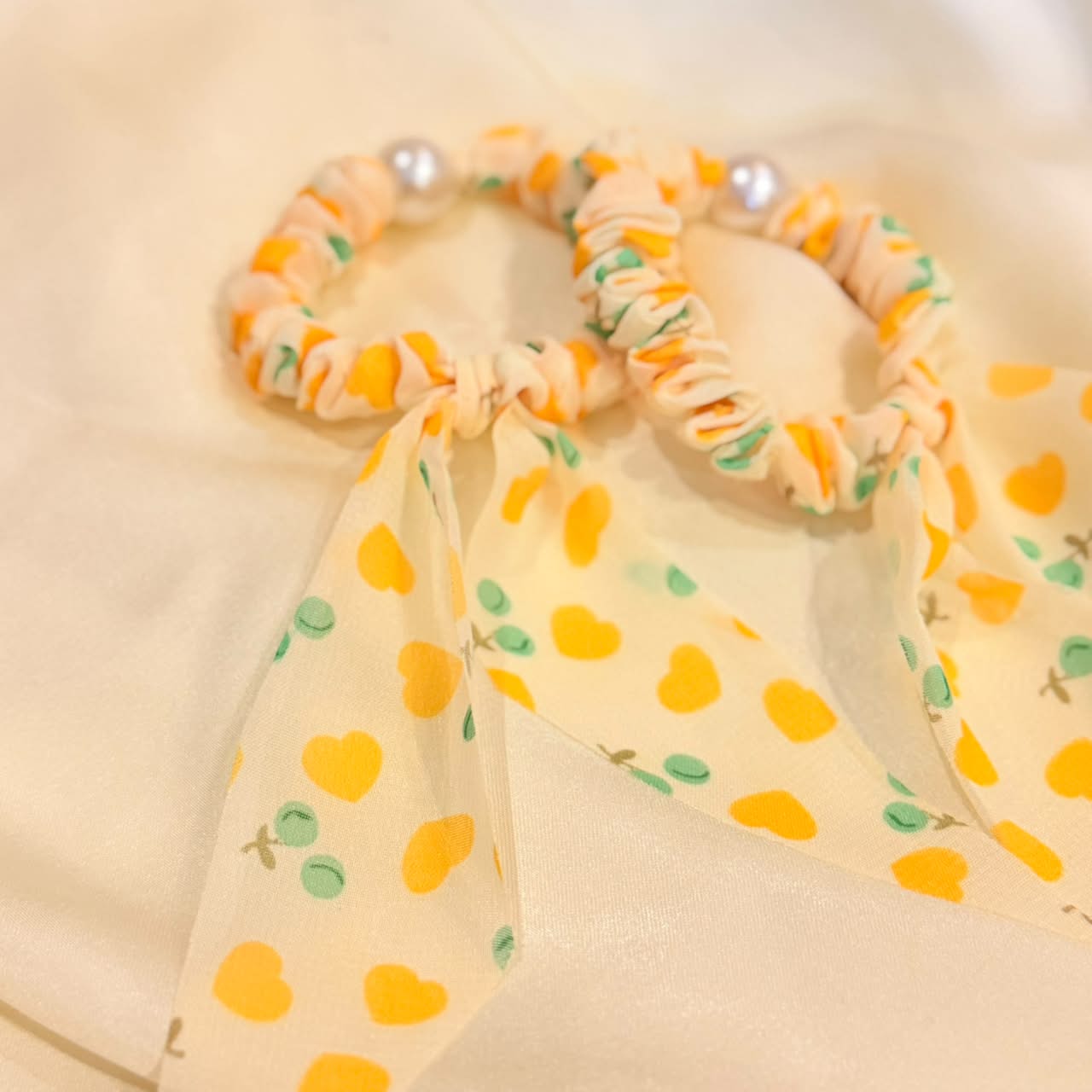 Yellow Heart Hair Tie