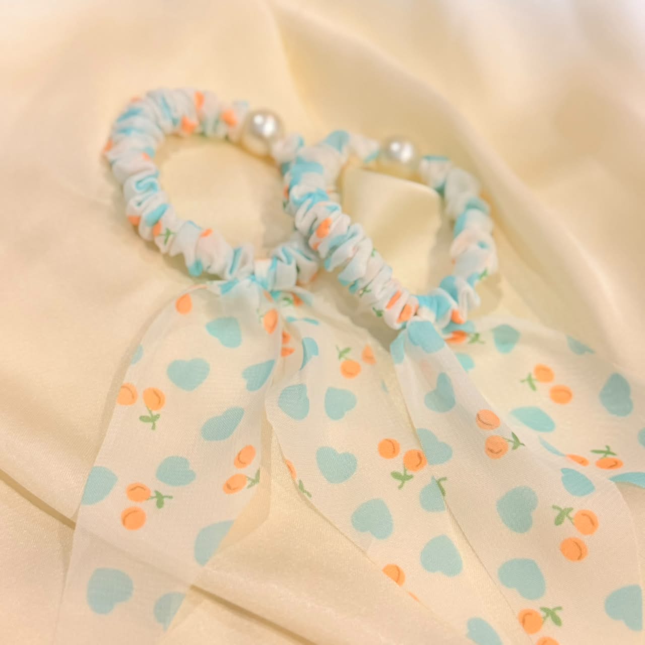 Aqua Heart Hair Tie
