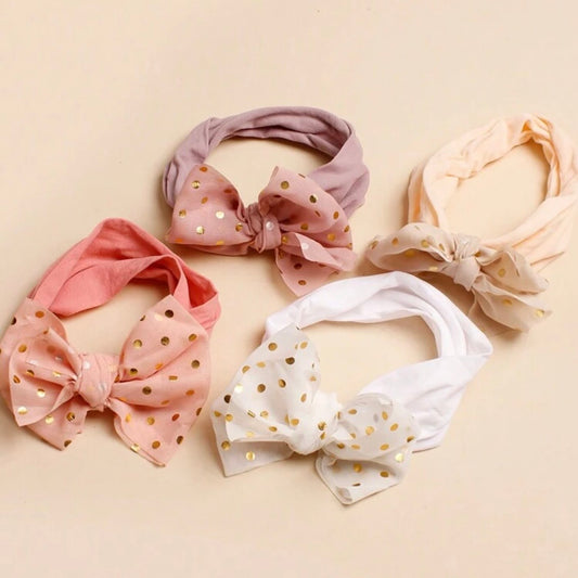 Golden Polka Soft Bow Headband