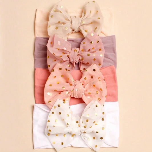 Golden Polka Soft Bow Headband