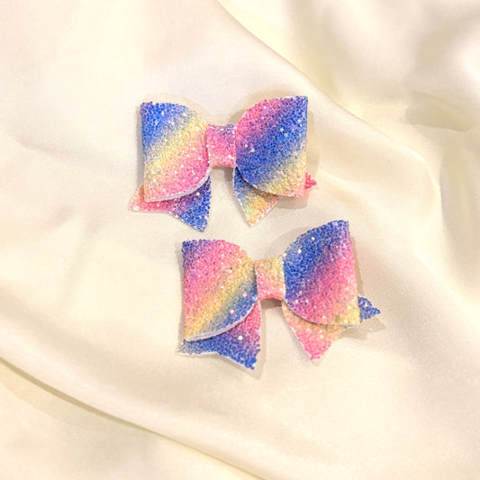 Pink & Blue Shimmer Bow Hairclip