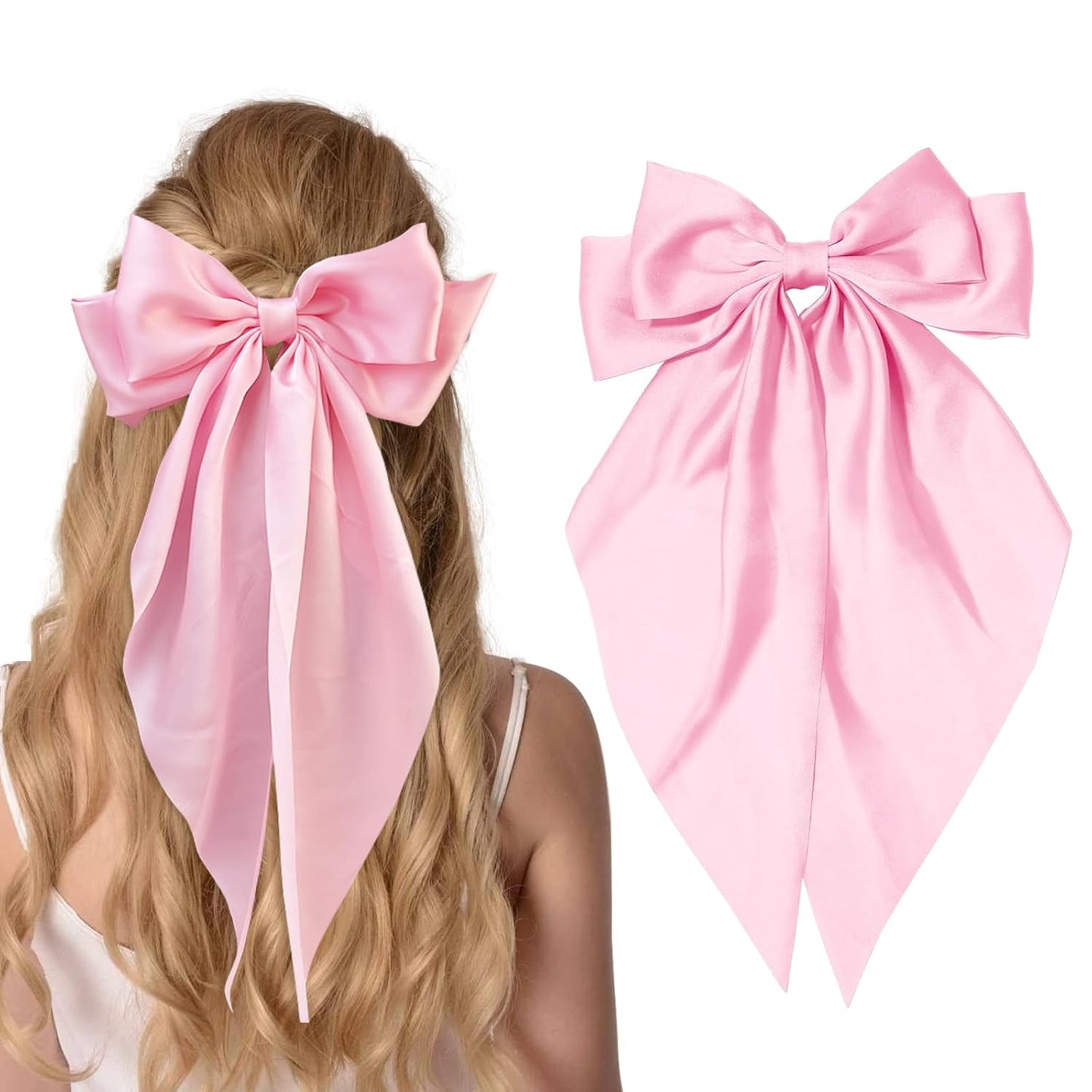 Pink double knot silk long Bow