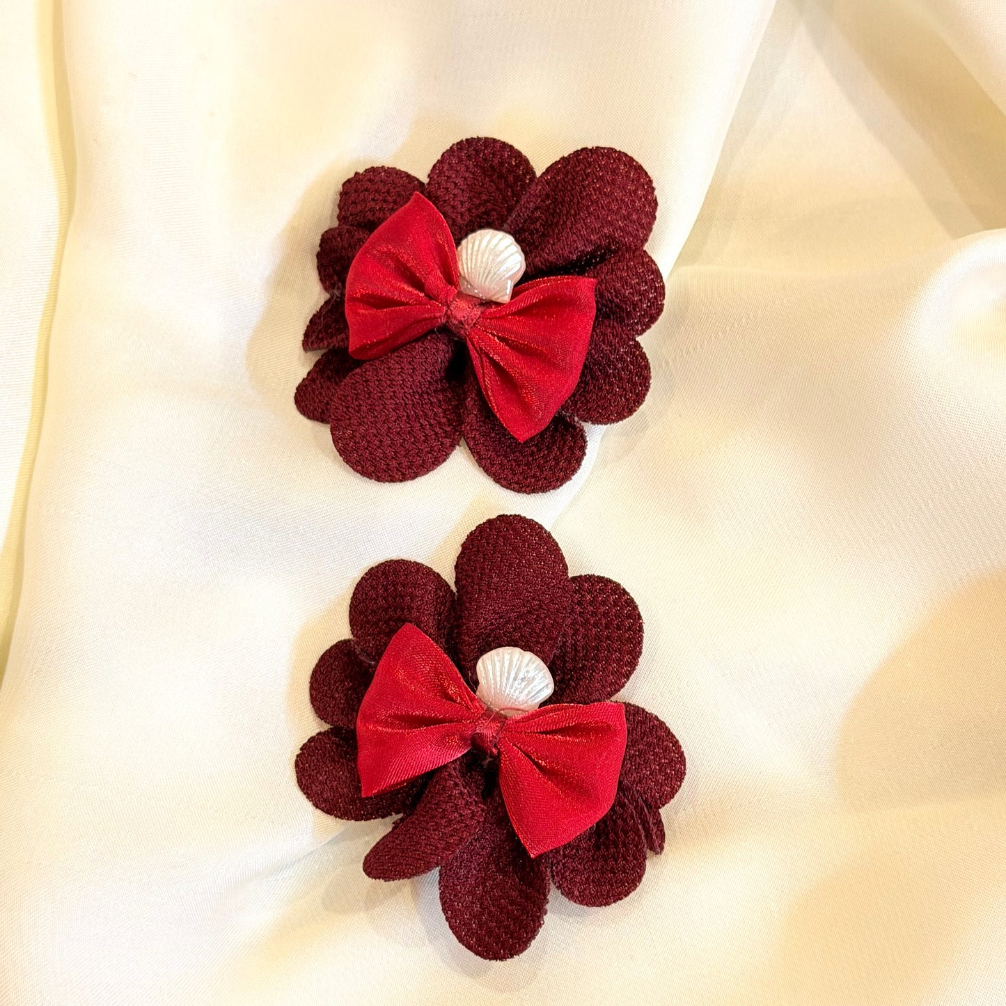Maroon Flower Theme Hairclip