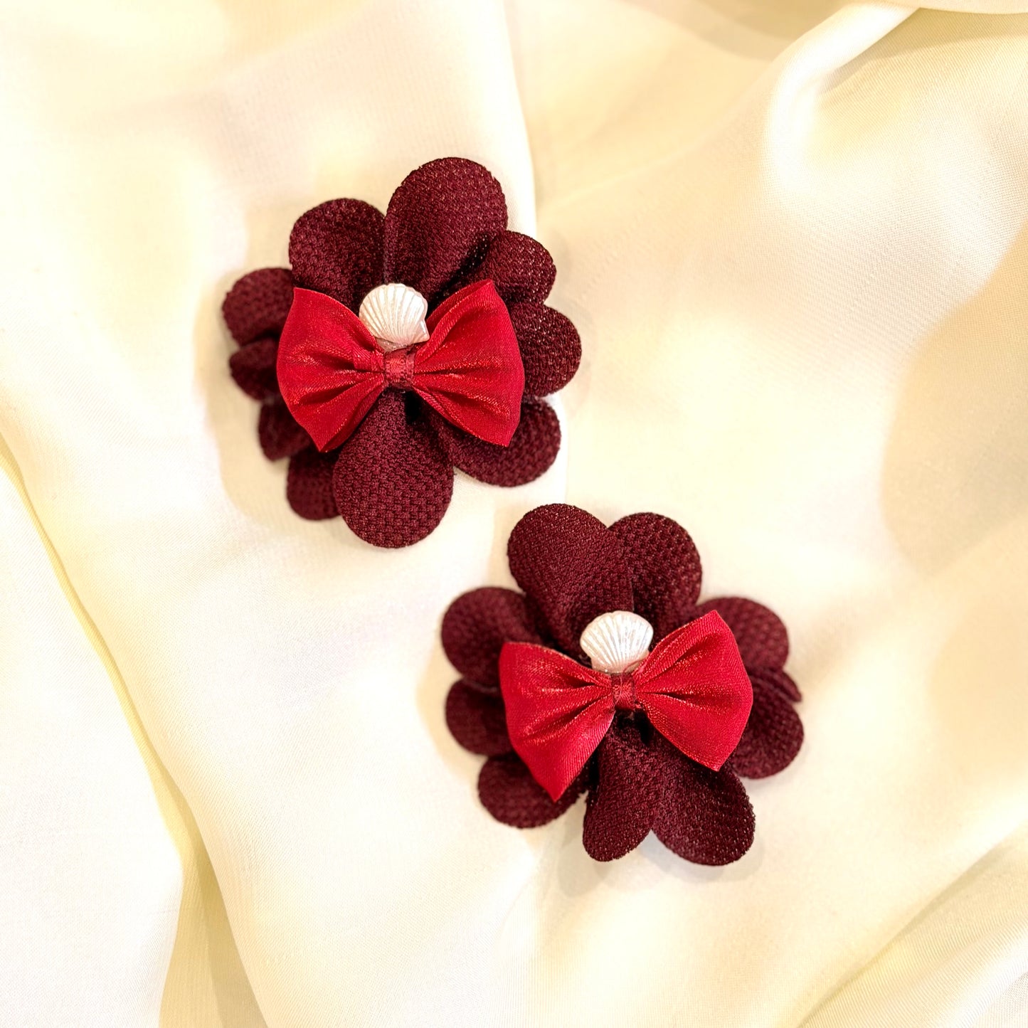 Maroon Flower Theme Hairclip