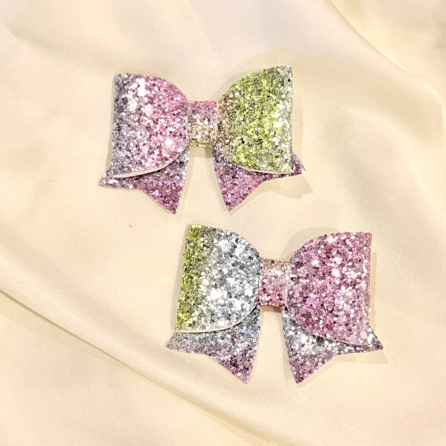 Pink & Silver Shimmer Bow Hairclip