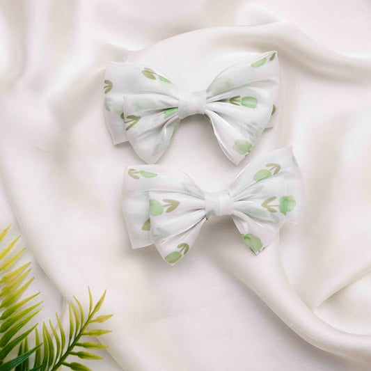 Green Organza Bow Hairclip