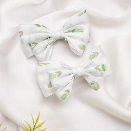Green Organza Bow Hairclip