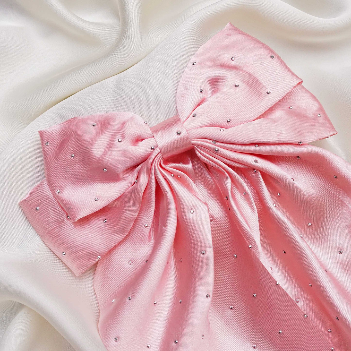 Pink beaded Premium Silk long Bow