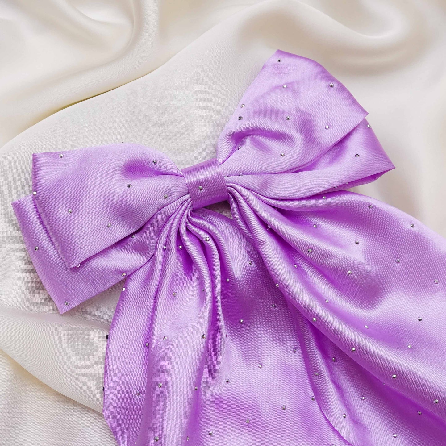 Purple beaded Premium Silk long Bow