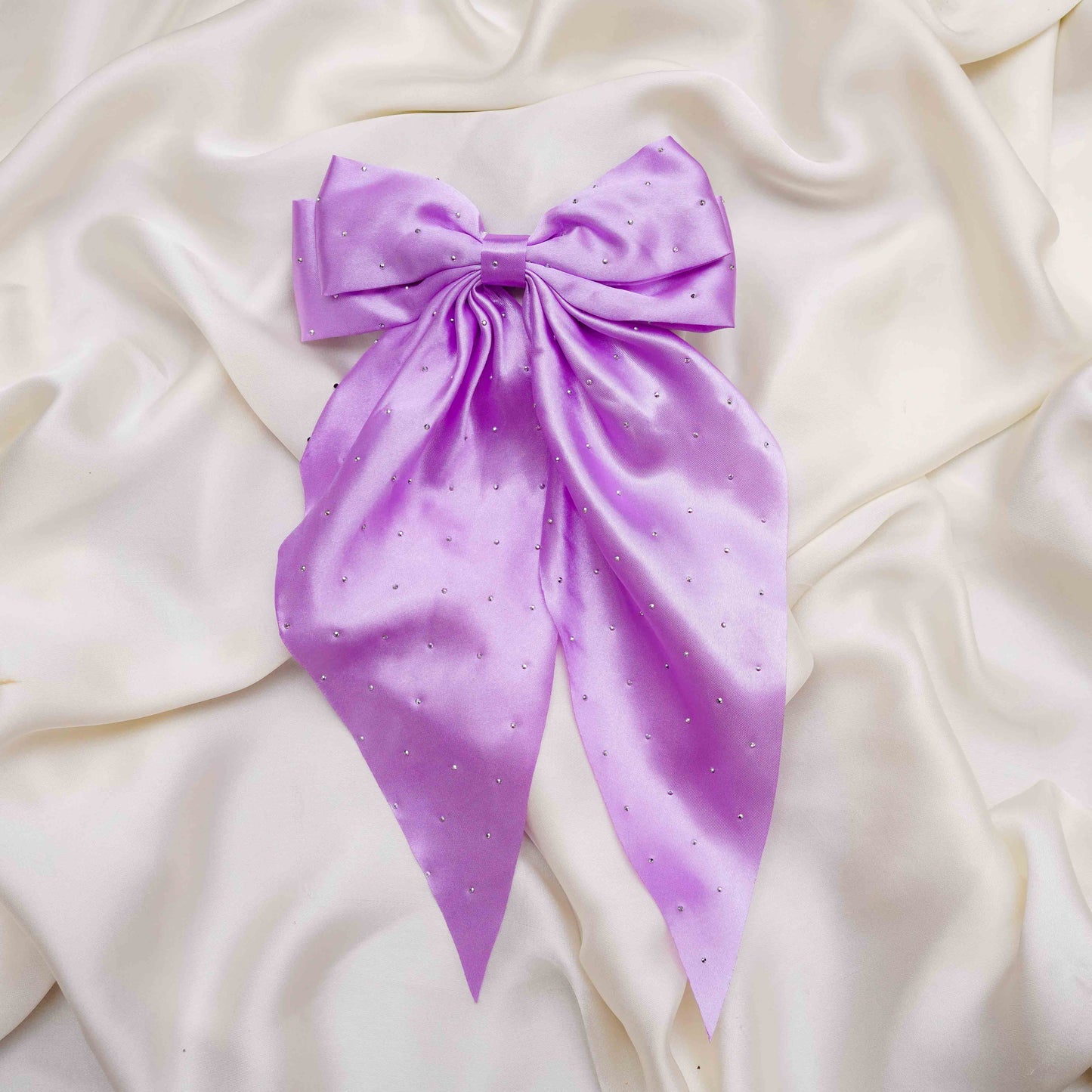 Purple beaded Premium Silk long Bow