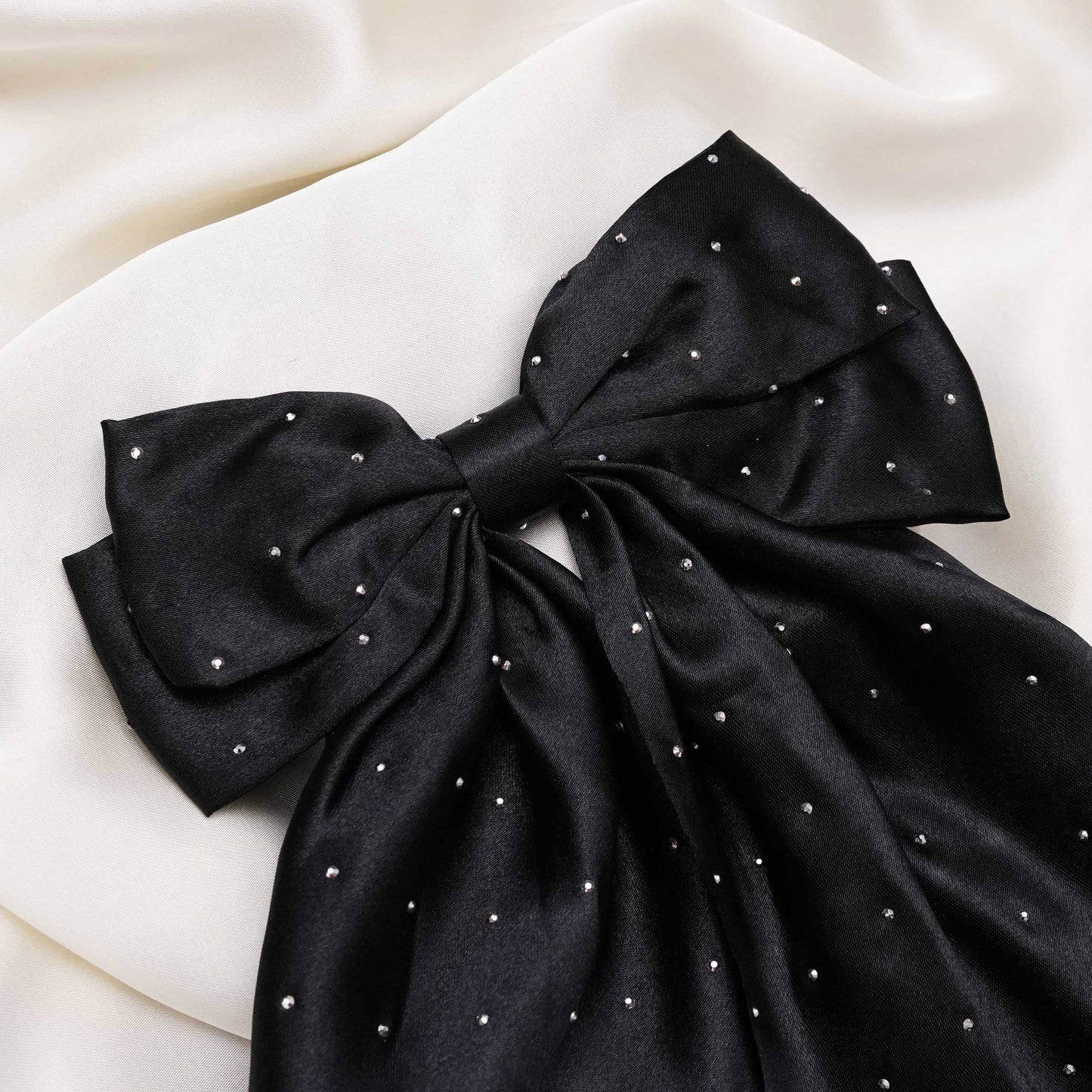 Black beaded Premium Silk long Bow