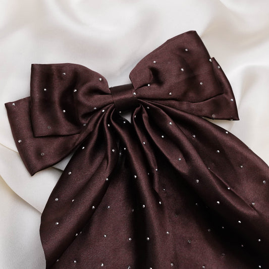 Brown beaded Premium Silk long Bow