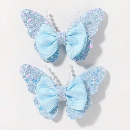 Peach shimmery Butterfly Hairclips