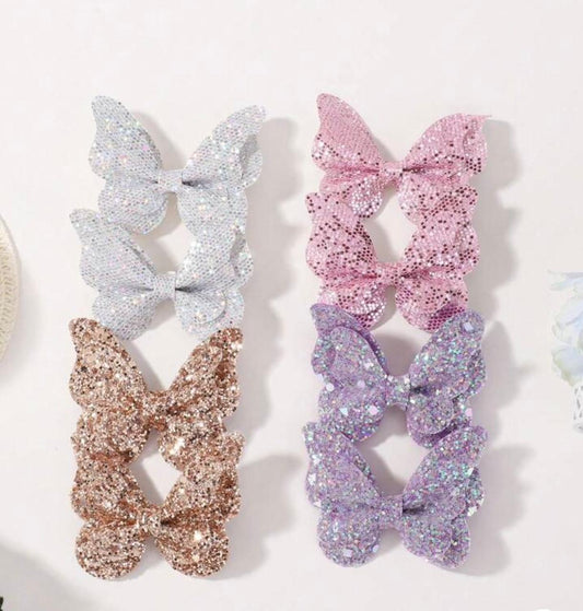 Shimmery butterfly hairclips