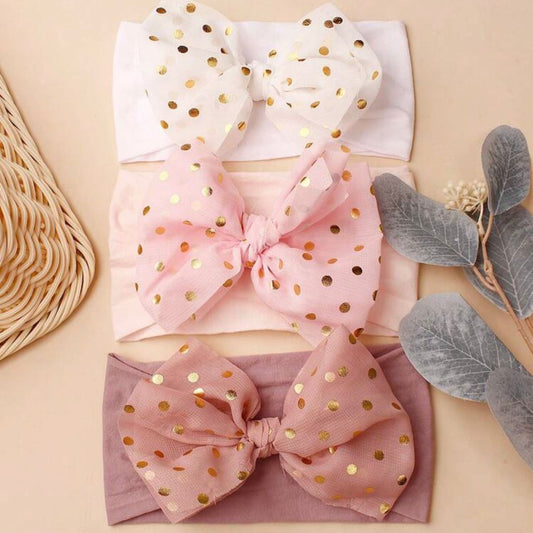 Net Gold Sequence Soft Bow Headbands