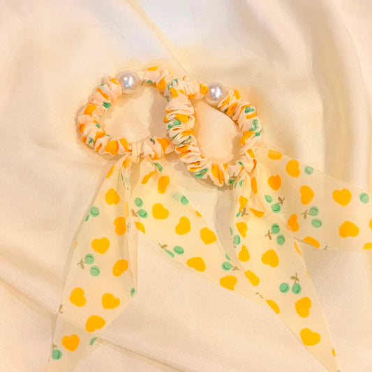 Yellow Heart Hair Tie