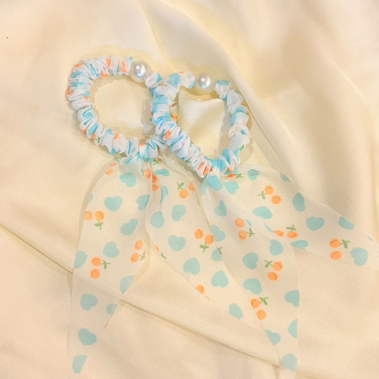 Aqua Heart Hair Tie